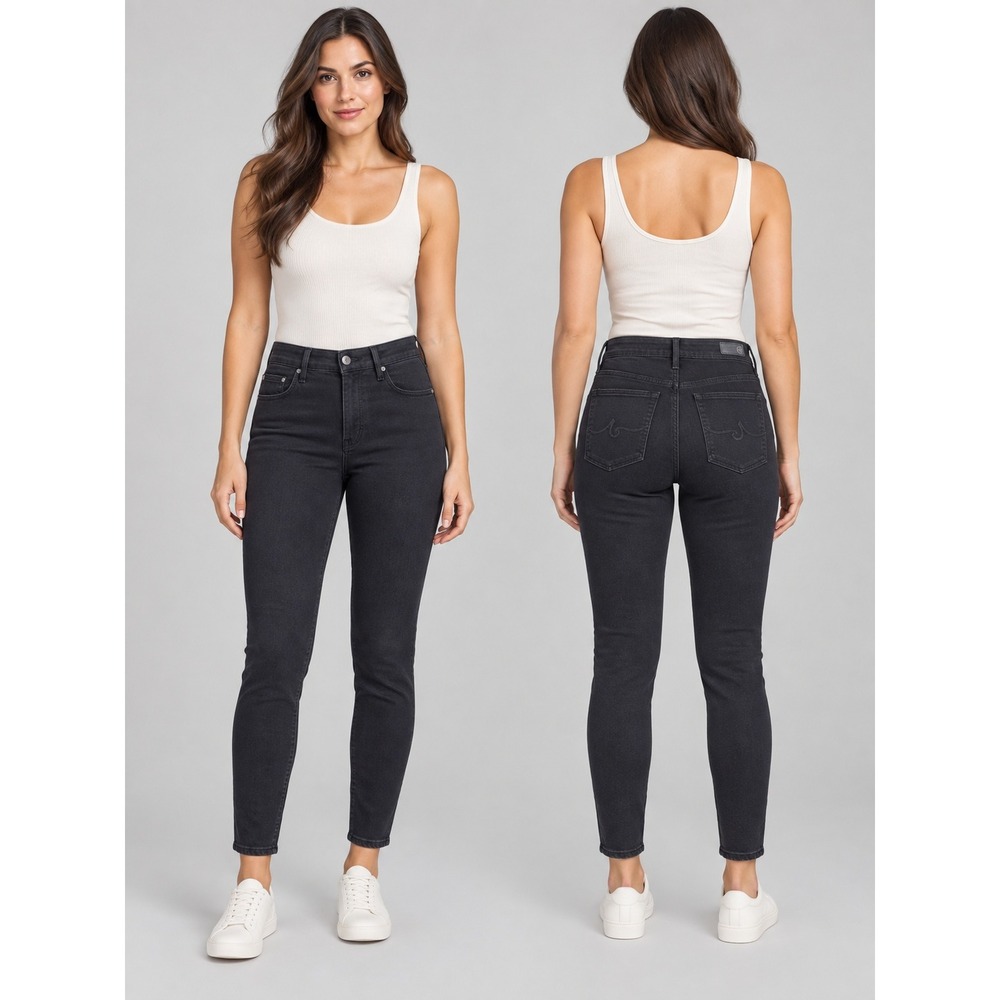 AG Adriano Goldschmied Farrah Skinny Ankle Jeans Womens 31 Black High Rise